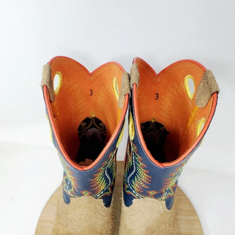 Ariat‎ Derby Monroe Boots Kids 3 Western Roughout Square Toe Boys Girls Shoes